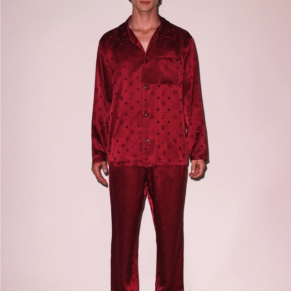 Flour du Mal Luxury Red Silk Satin Pajama Set